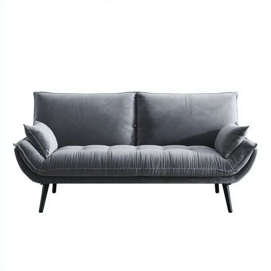 Sofa dwuosobowa z weluru grafitowa z czarnymi nogami 180 × 85 × 85 cm