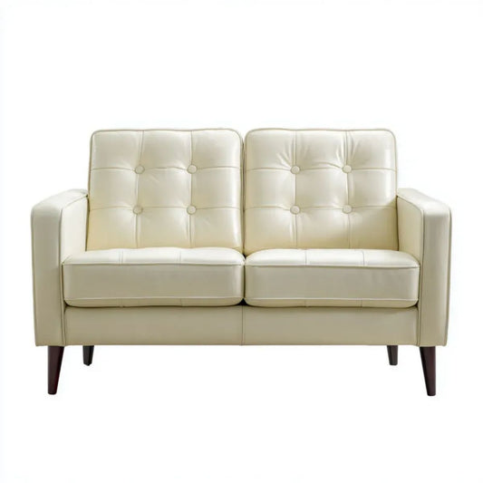 Kremowa sofa dwuosobowa ze skóry syntetycznej PU 122 x 76 x 83 cm