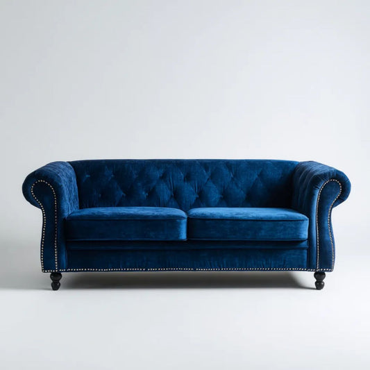 Trzyosobowa sofa aksamitna granatowa 185 x 88 x 78 cm