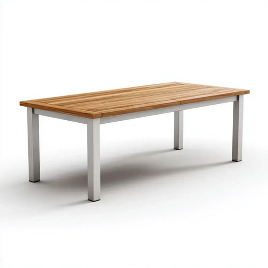 Prostokątny stół jadalniany drewniano-aluminiowy brązowo-srebrny 200 x 100 x 75 cm