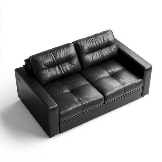 Czarna sofa dwuosobowa ze skóry syntetycznej PU 170 x 95 x 85 cm