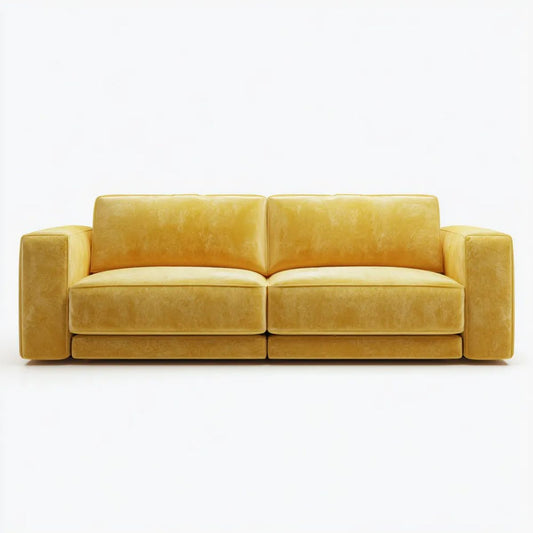 Sofa dwuosobowa z mikrofibry poliestrowej, musztardowa, 220 x 95 x 85 cm
