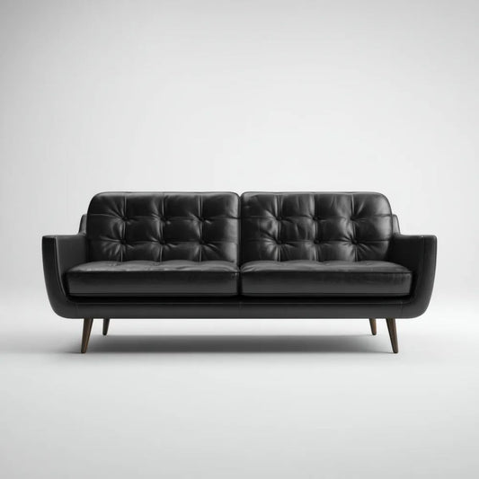 Sofa dwuosobowa ze skóry syntetycznej PU, czarno-brązowa, 180 x 82 x 84 cm