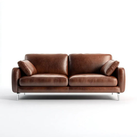 Dwuosobowa sofa brązowa z tapicerką PU, 210 × 92 × 85 cm