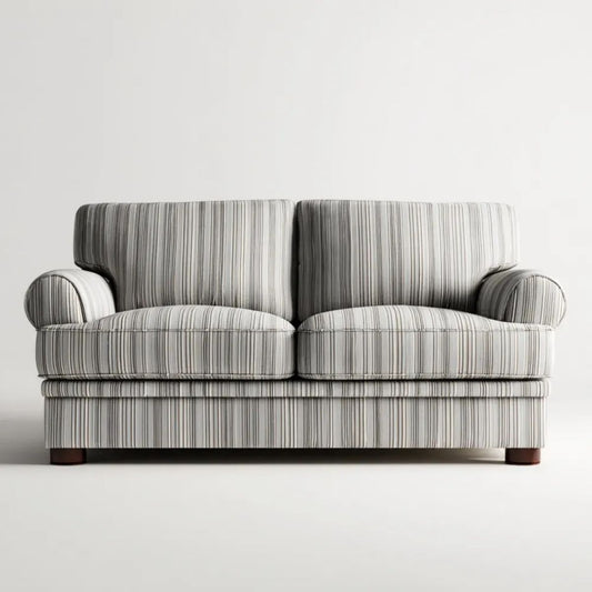 Sofa dwuosobowa beżowo-szara z obiciem poliestrowym 160 x 90 x 92 cm