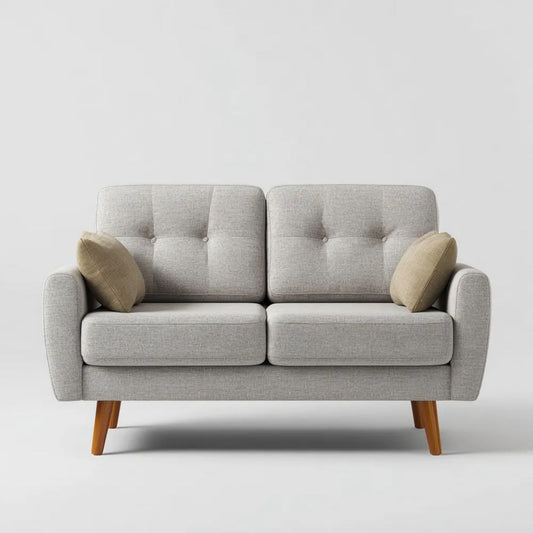 Dwuosobowa sofa tapicerowana szara z poliestru, 145 x 82 x 84 cm