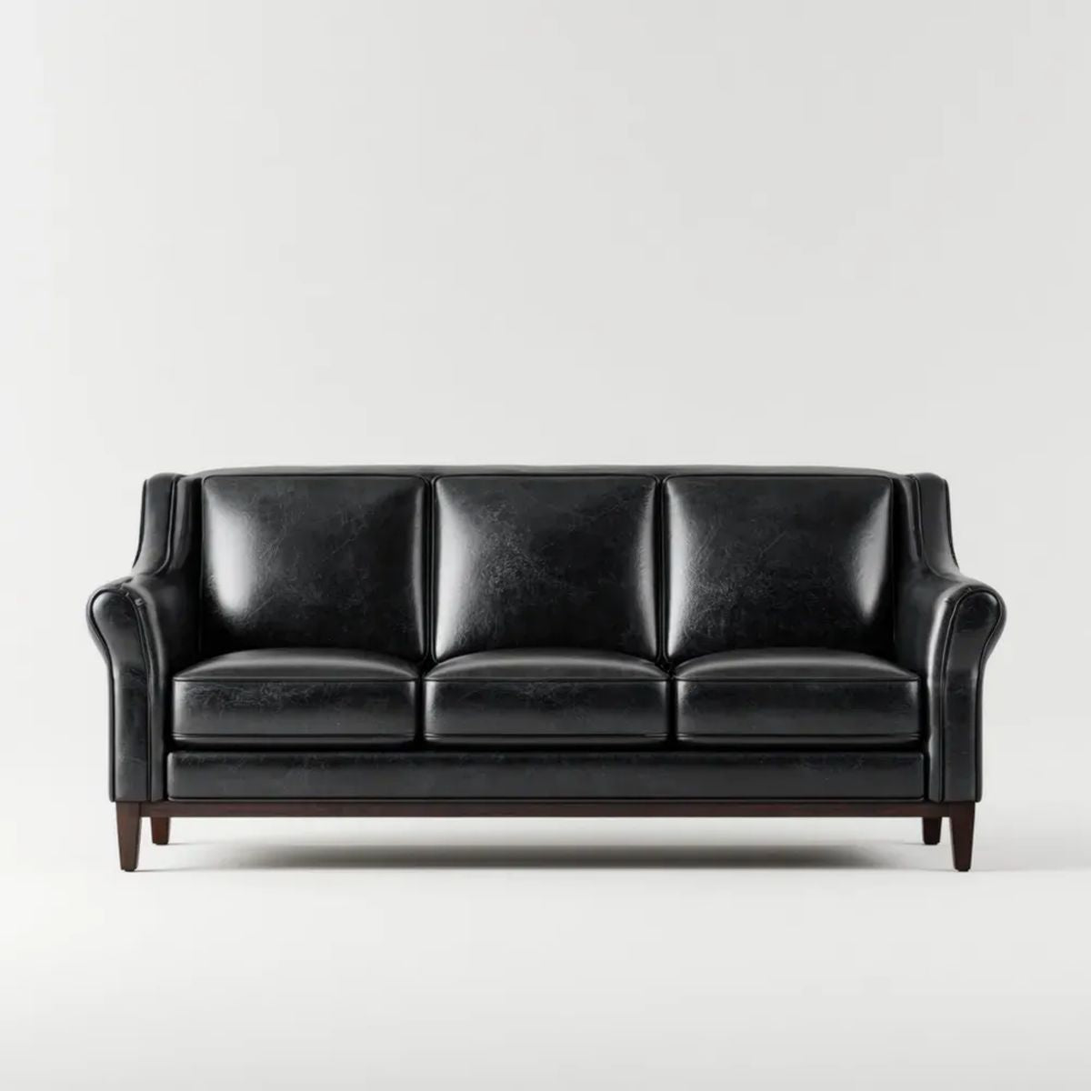 Trzyosobowa sofa ze skóry syntetycznej czarna/ciemnobrązowa 210 × 90 × 90 cm